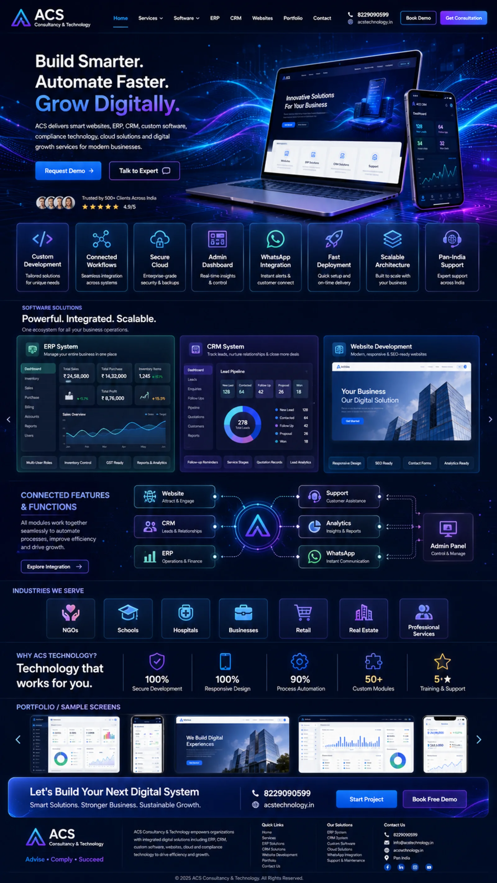 ACS premium technology website design concept