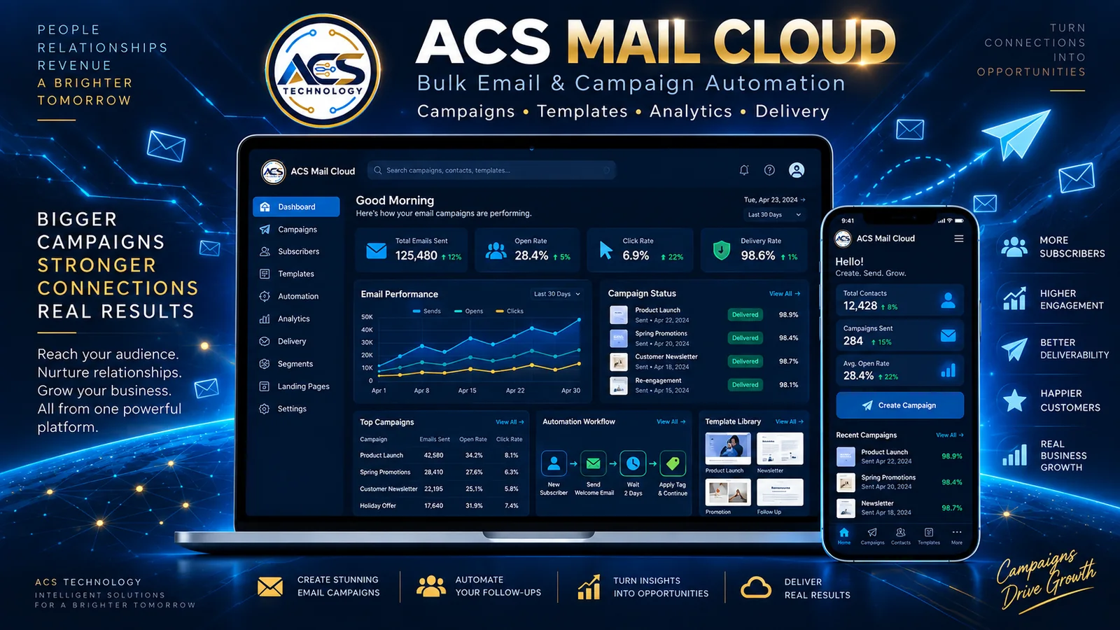 ACS Mail Cloud email campaign software interface